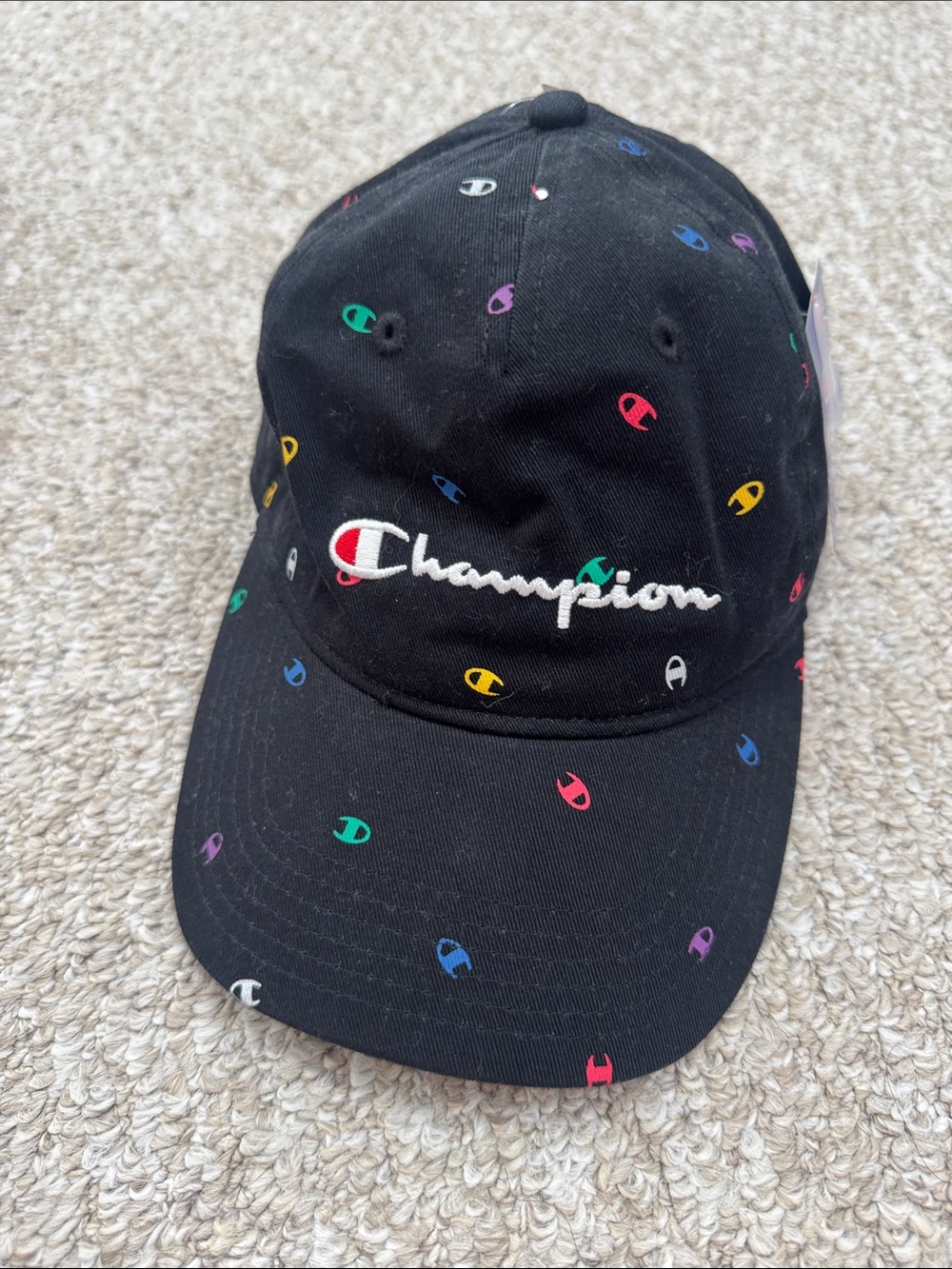 Champion Black Cap with Multicolor Mini 'C' Icons